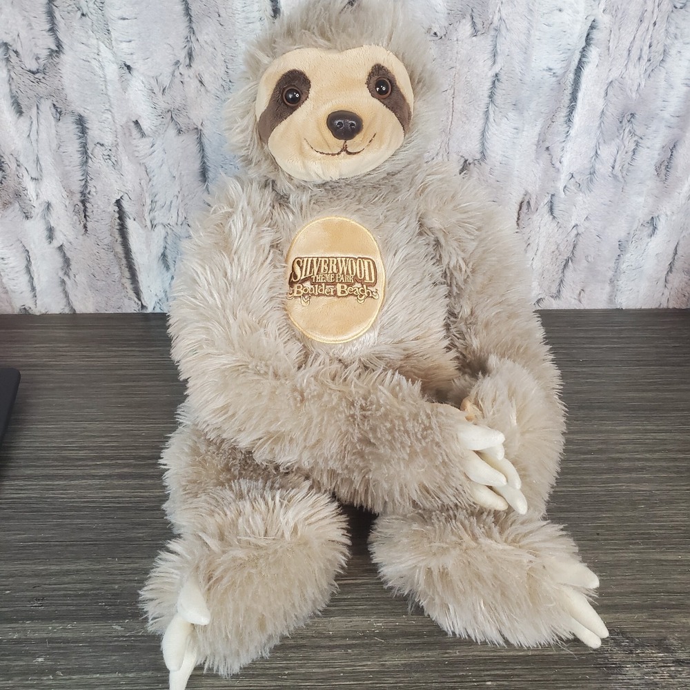 Fiesta‎ Sloth Silverwood Boulder Beach Hanging Plush 20" Tan Stuffed Animal EUC